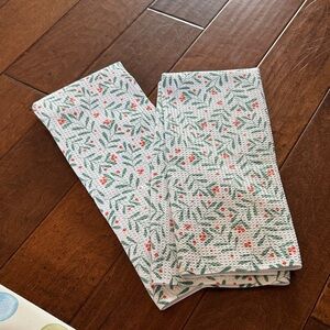 Set of two holly berry Christmas Geometry kitchen Towels